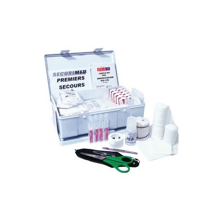 TROUSSE DE SECOURS PLASTIQUE GARNIE DE 10 A 15 PERSONNES