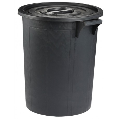 POUBELLE 75L NOIR POLYETHYLENE AVEC COUVERCLE R.703 X1