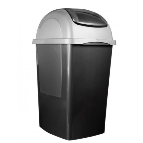POUBELLE 65L NOIR/GRIS PLASTIQUE COUVERCLE BASCULANT EUROPA R.643/EU 