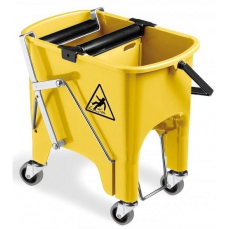 SEAU 15L RECTANGULAIRE PLASTIQUE VERT+PRESSE+ ROULETTES R.0701402/LP